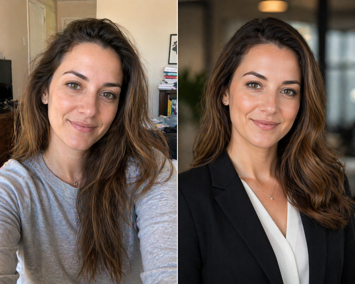Before and after headshot comparison